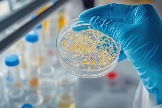 Bacterial colonies on an agar plate